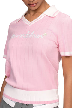Pink Knitted Polo Shirt - ANN ANDELMAN