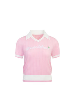 Pink Knitted Polo Shirt - ANN ANDELMAN
