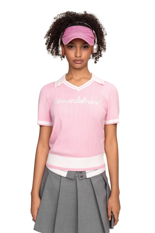 Pink Knitted Polo Shirt - ANN ANDELMAN