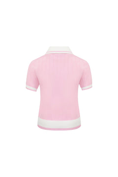 Pink Knitted Polo Shirt - ANN ANDELMAN