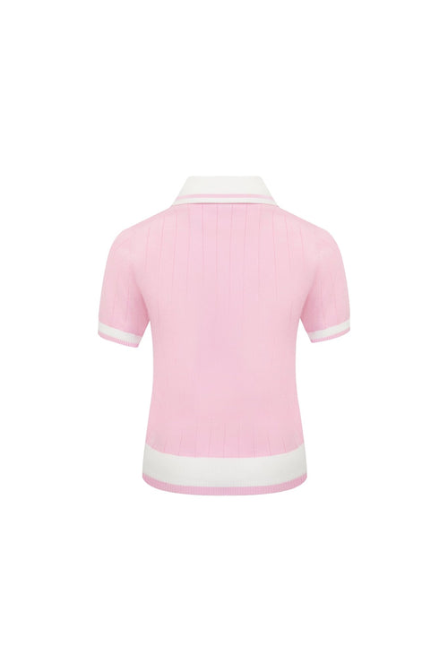 Pink Knitted Polo Shirt - ANN ANDELMAN