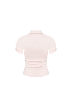 Pink Knotted Sleeve Polo Shirt - ANN ANDELMAN
