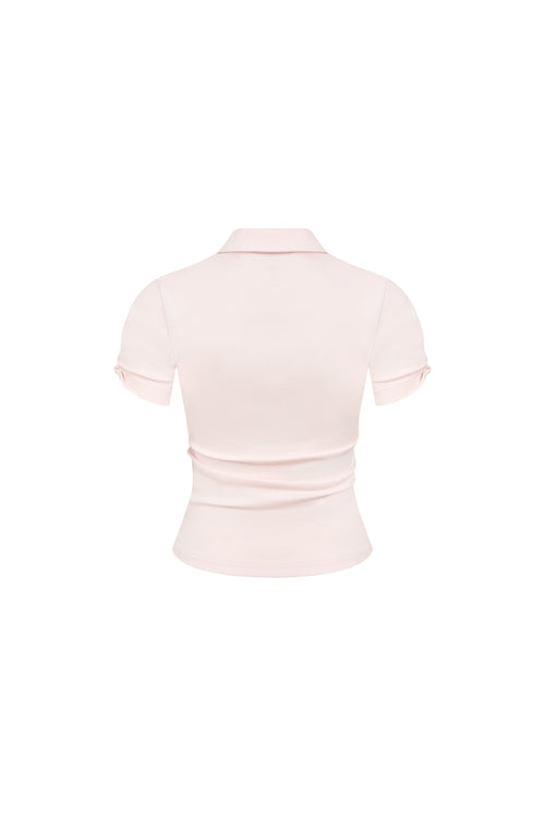 Pink Knotted Sleeve Polo Shirt - ANN ANDELMAN