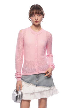 Pink Long - sleeved Cardigan - ANN ANDELMAN