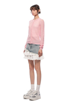 Pink Long - sleeved Cardigan - ANN ANDELMAN