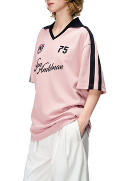 Pink Patchwork Printed Polo T-Shirt - ANN ANDELMAN