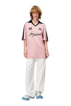 Pink Patchwork Printed Polo T-Shirt - ANN ANDELMAN