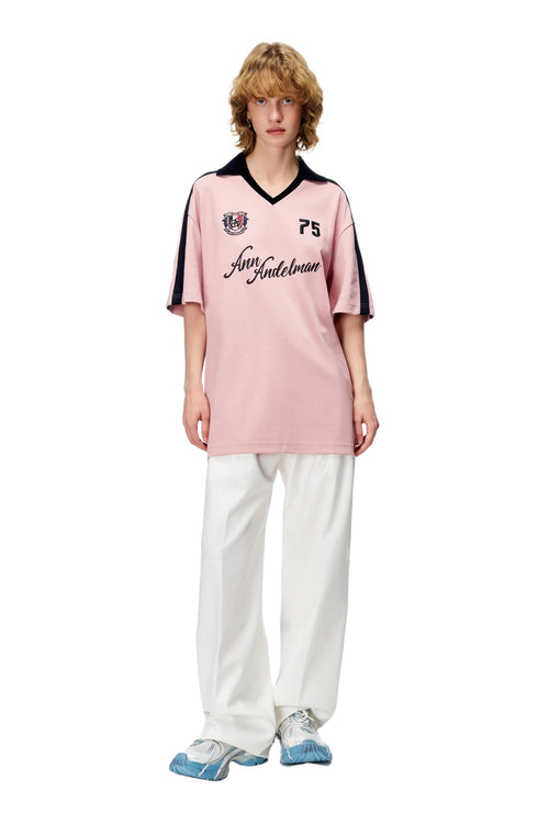 Pink Patchwork Printed Polo T-Shirt - ANN ANDELMAN