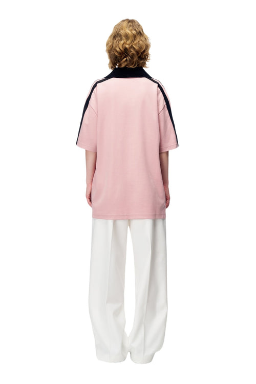 Pink Patchwork Printed Polo T-Shirt - ANN ANDELMAN