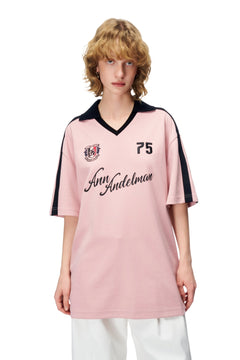Pink Patchwork Printed Polo T-Shirt - ANN ANDELMAN