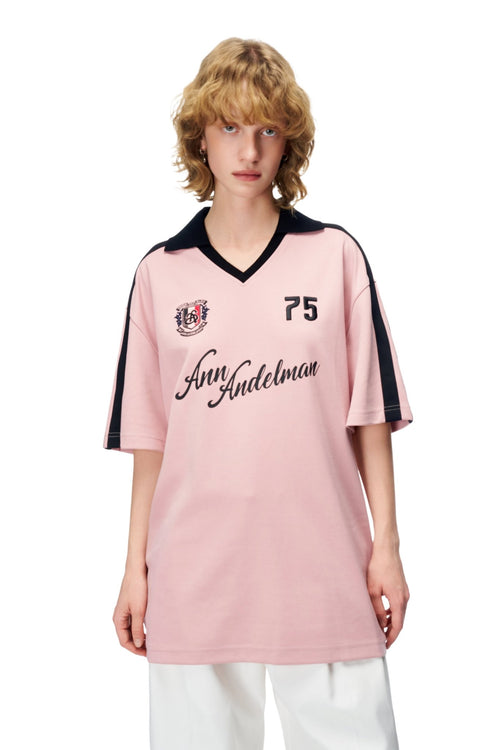 Pink Patchwork Printed Polo T-Shirt - ANN ANDELMAN
