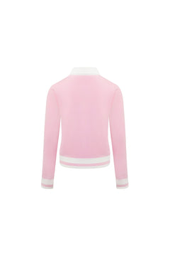 Pink POLO Collar Faux Two - piece Knit Sweater - ANN ANDELMAN