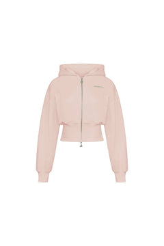 Pink Short Double Zipper High Waist Hoodie - ANN ANDELMAN