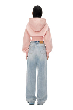 Pink Short Double Zipper High Waist Hoodie - ANN ANDELMAN