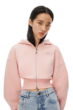 Pink Short Double Zipper High Waist Hoodie - ANN ANDELMAN