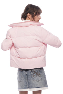 Pink Stand - up Collar Slim - fit Down Jacket - ANN ANDELMAN