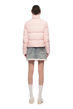 Pink Stand - up Collar Slim - fit Down Jacket - ANN ANDELMAN