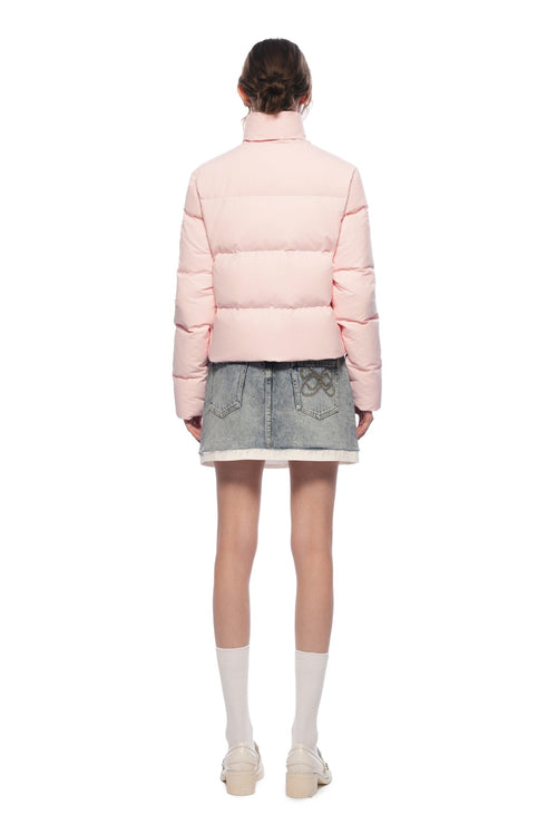 Pink Stand - up Collar Slim - fit Down Jacket - ANN ANDELMAN