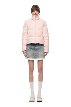 Pink Stand - up Collar Slim - fit Down Jacket - ANN ANDELMAN