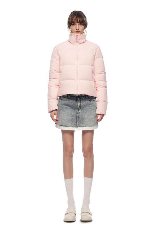 Pink Stand - up Collar Slim - fit Down Jacket - ANN ANDELMAN