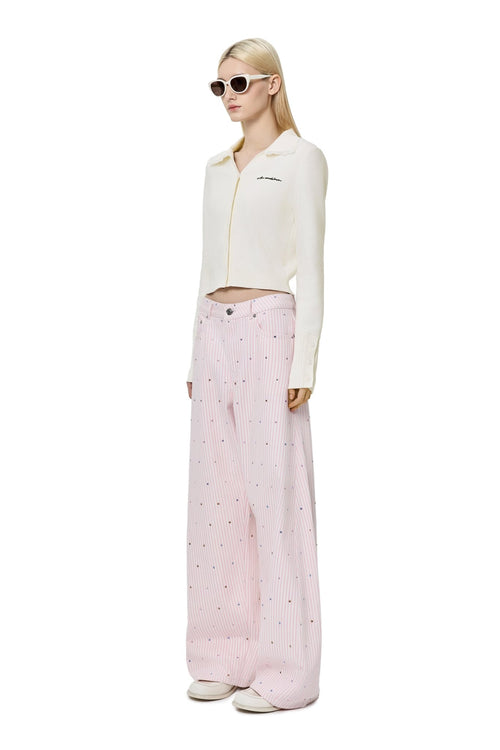 Pink Striped Rhinestone Jeans - ANN ANDELMAN