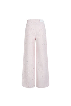 Pink Striped Rhinestone Jeans - ANN ANDELMAN