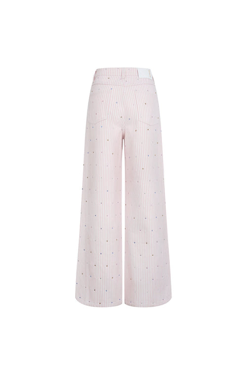 Pink Striped Rhinestone Jeans - ANN ANDELMAN
