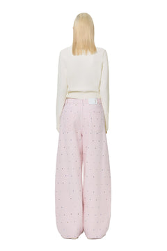 Pink Striped Rhinestone Jeans - ANN ANDELMAN