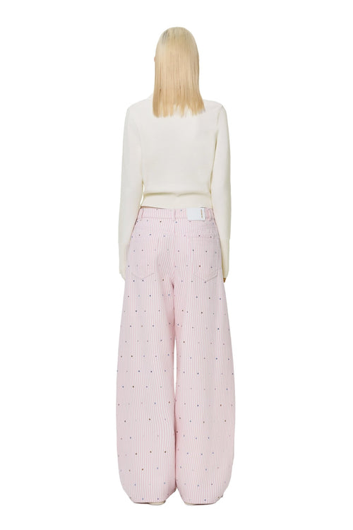Pink Striped Rhinestone Jeans - ANN ANDELMAN