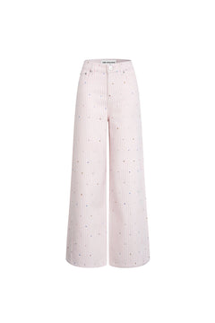 Pink Striped Rhinestone Jeans - ANN ANDELMAN