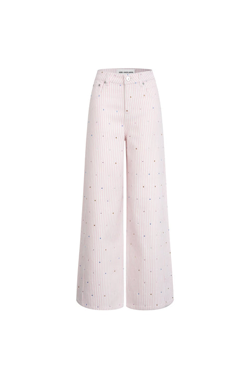 Pink Striped Rhinestone Jeans - ANN ANDELMAN