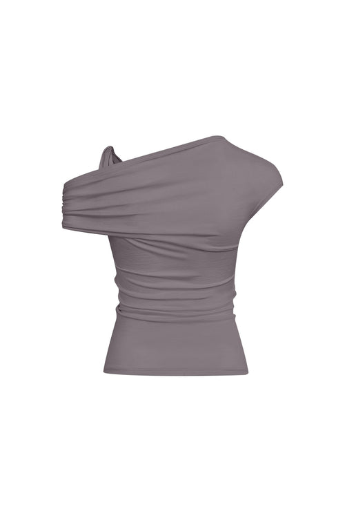Platinum Grey Asymmetric T-Shirt - ANN ANDELMAN