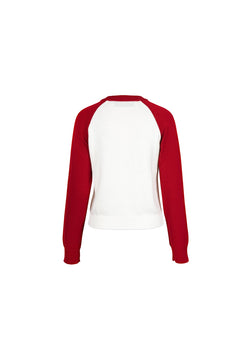 Red Crew Neck Long - sleeved Knitted Shirt - ANN ANDELMAN