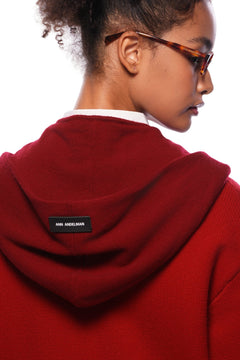 Red Faux Two - piece Shawl Hooded Cardigan - ANN ANDELMAN