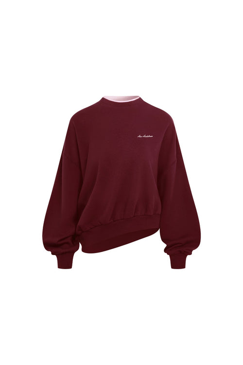 Red Faux Two-piece Sweatshirt - ANN ANDELMAN