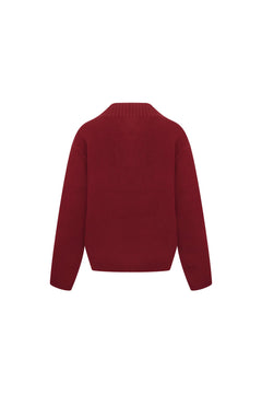 Red Scarf - style V - neck Knitwear - ANN ANDELMAN