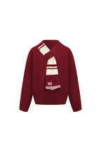 Red Scarf - style V - neck Knitwear - ANN ANDELMAN