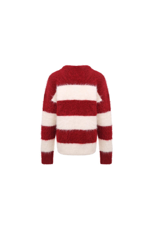 Red Striped Pullover Sweater - ANN ANDELMAN