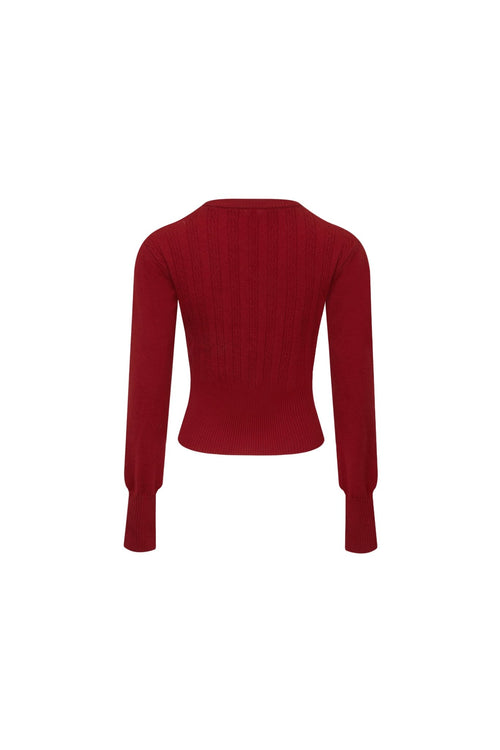 Red Twisted Knitted Sweater - ANN ANDELMAN