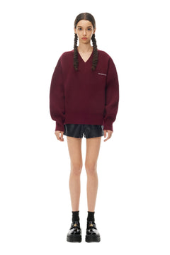 Red V - Neck Sweater - ANN ANDELMAN