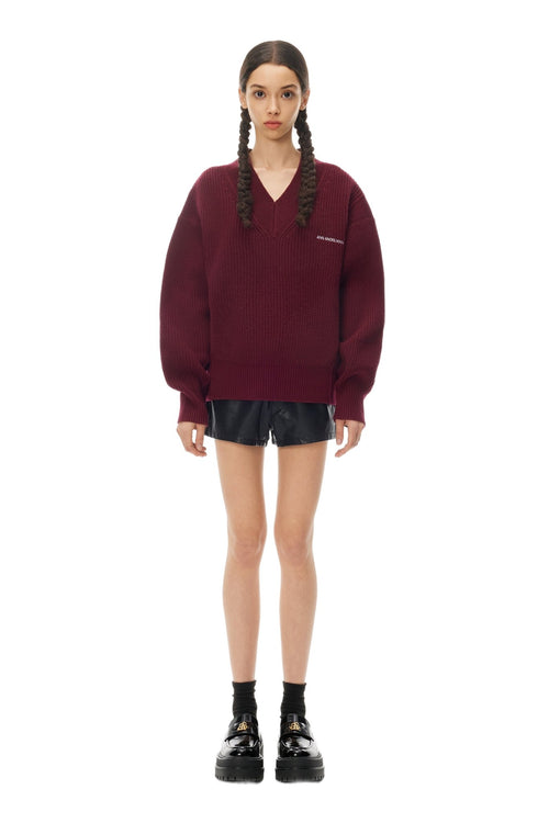 Red V - Neck Sweater - ANN ANDELMAN