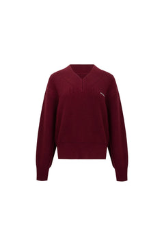 Red V - Neck Sweater - ANN ANDELMAN