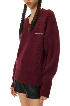 Red V - Neck Sweater - ANN ANDELMAN