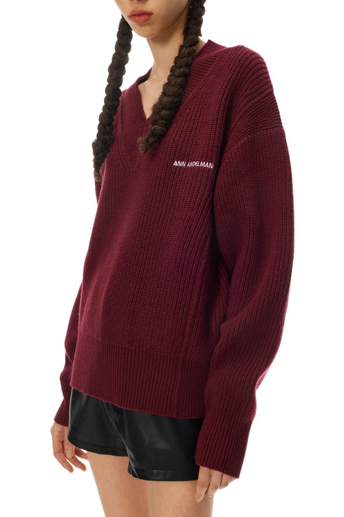 Red V - Neck Sweater - ANN ANDELMAN