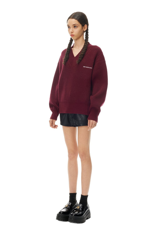 Red V - Neck Sweater - ANN ANDELMAN