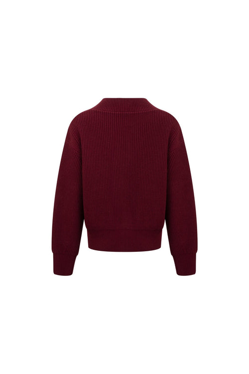 Red V - Neck Sweater - ANN ANDELMAN