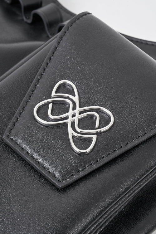 Rover Black Multi - pocket Ruffled Underarm Bag - ANN ANDELMAN