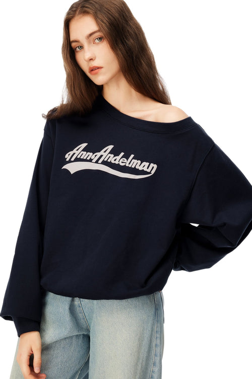 Royal Blue Off - Shoulder Sweatshirt - ANN ANDELMAN