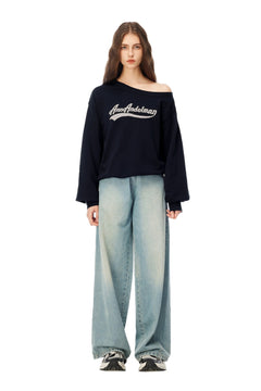 Royal Blue Off - Shoulder Sweatshirt - ANN ANDELMAN