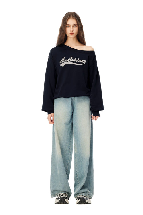 Royal Blue Off - Shoulder Sweatshirt - ANN ANDELMAN